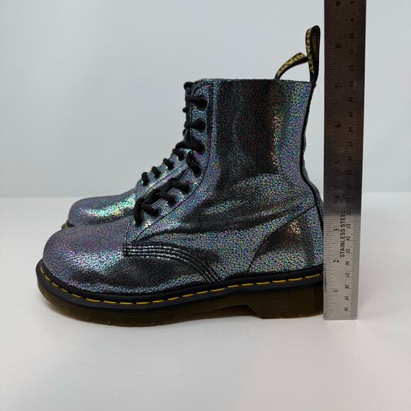 Dr Martens Boots Women's 7 Gray Metallic Iridescent Pascal AW004 SK06S - Picture 6 of 14